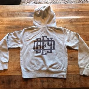 Grey and burgundy hoodie size xs